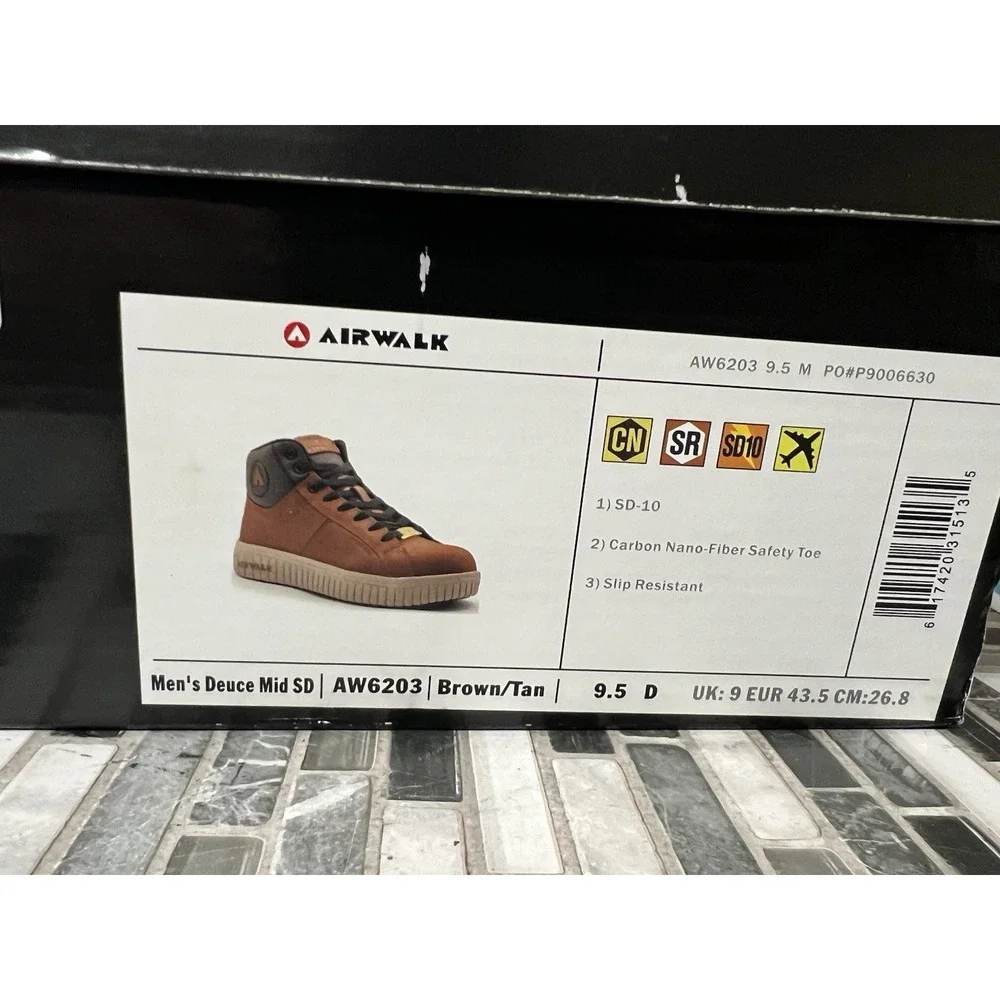 Men's Deuce SD10 Comp Toe Safety Shoes -‎ Brown 9.5